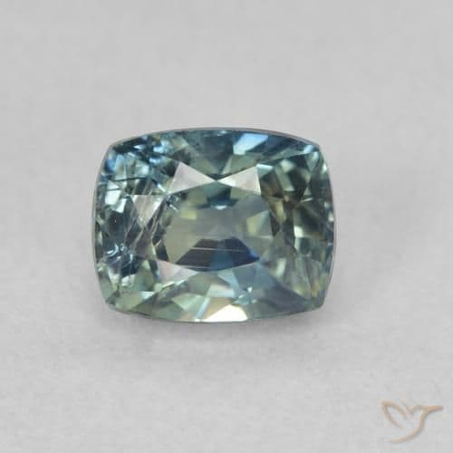 0.74ct Natural Blue-Green Sapphire, Cushion Cut, 5.1x4.1 mm