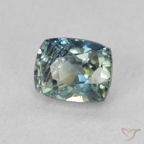 0.74ct Natural Blue-Green Sapphire, Cushion Cut, 5.1x4.1 mm