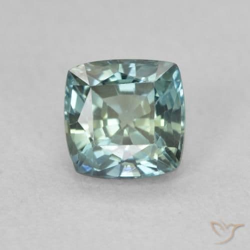 0.67ct Natural Teal Sapphire, Cushion Cut, 4.6x4.6 mm