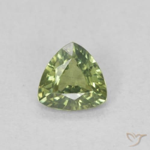 0.35ct Yellowish Green Sapphire, Trillion, 4.4x4.4 mm