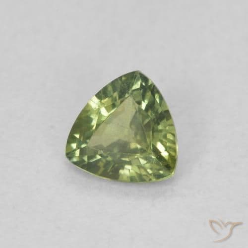 0.35ct Yellowish Green Sapphire, Trillion, 4.4x4.4 mm