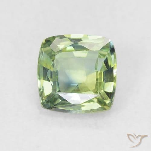 0.79ct Medium Green Sapphire, Cushion Cut, 5.1x5.1 mm