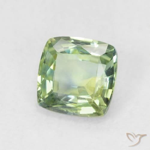 0.79ct Medium Green Sapphire, Cushion Cut, 5.1x5.1 mm
