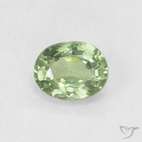 0.57ct Light Sage Green Sapphire, Oval Cut, 5.2x4.1 mm