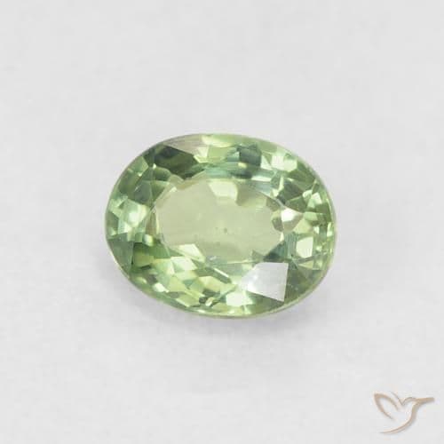 0.57ct Light Sage Green Sapphire, Oval Cut, 5.2x4.1 mm