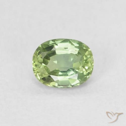 0.44ct Natural Warm Green Sapphire, Oval Cut, 4.8x3.9 mm