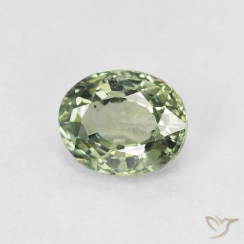 0.60ct Natural Sage Green Sapphire, Oval Cut, 5.2x4.3 mm