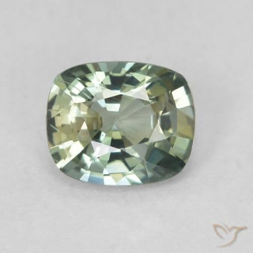 0.69ct Natural Blue-Green Sapphire, Cushion Cut, 5.6x4.7 mm