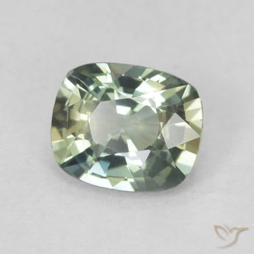 0.69ct Natural Blue-Green Sapphire, Cushion Cut, 5.6x4.7 mm