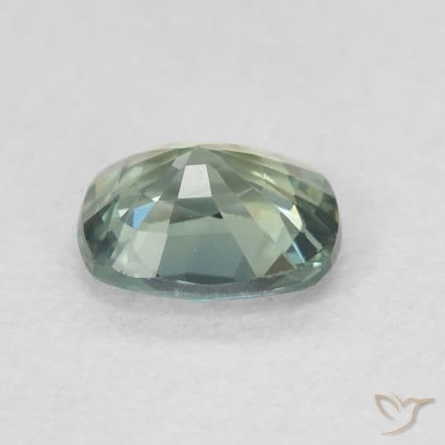 0.69ct Natural Blue-Green Sapphire, Cushion Cut, 5.6x4.7 mm