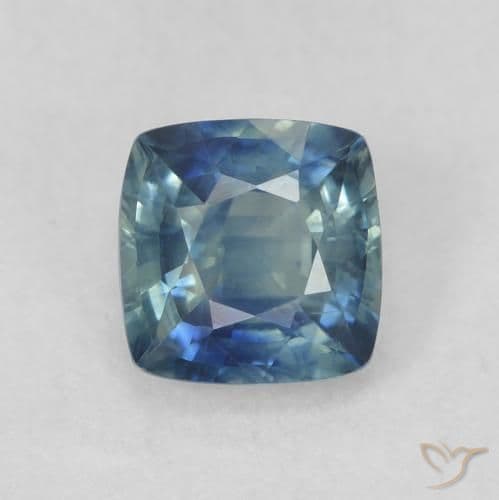 0.80ct Natural Teal Sapphire, Cushion Cut, 5x4.9 mm