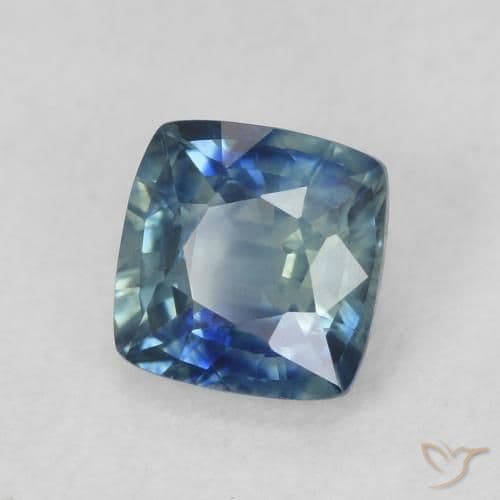 0.80ct Natural Teal Sapphire, Cushion Cut, 5x4.9 mm