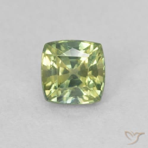 0.54ct Medium Green Sapphire, Cushion Cut, 4.2x4.1 mm