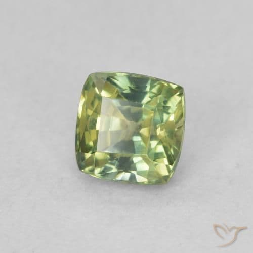 0.54ct Medium Green Sapphire, Cushion Cut, 4.2x4.1 mm
