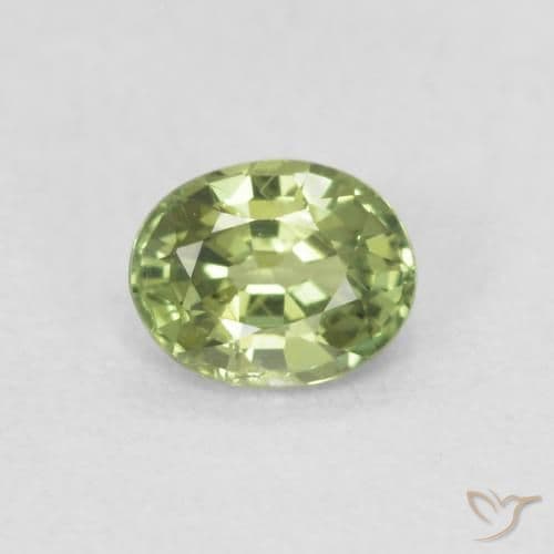 0.42ct Yellowish Green Sapphire, Oval Cut, 4.9x3.9 mm