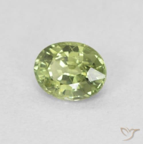 0.42ct Yellowish Green Sapphire, Oval Cut, 4.9x3.9 mm
