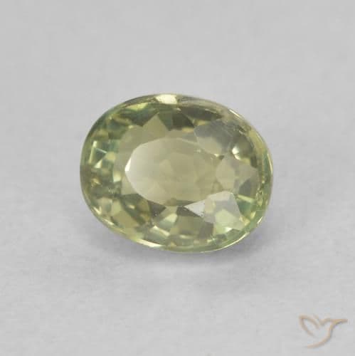 0.76ct Natural Yellow Green Sapphire, Oval Cut, 5.1x4.1 mm