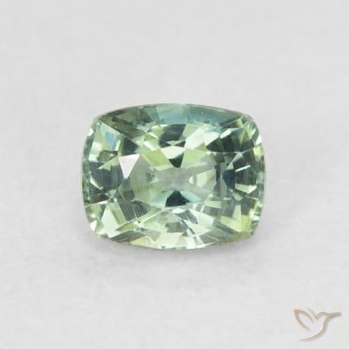 0.64ct Light Sage Green Sapphire, Cushion Cut, 5.2x4 mm