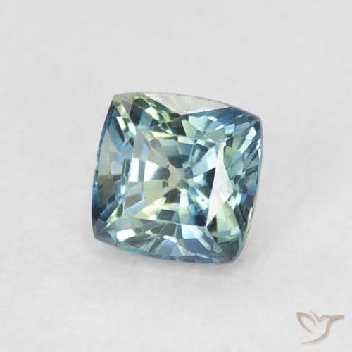 0.78ct Natural Teal Sapphire, Cushion Cut, 4.6x4.6 mm