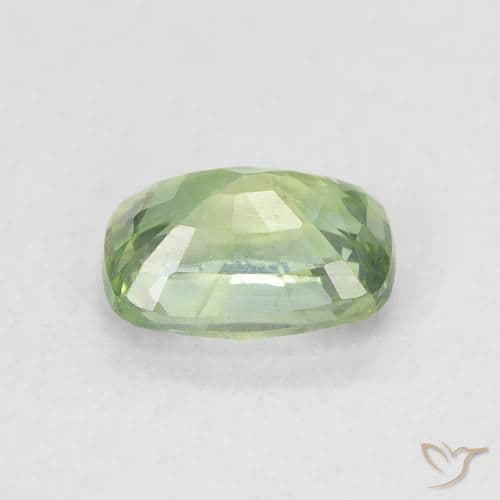 0.84ct Very Light Sage Green Sapphire, Cushion Cut, 6.1x4.5 mm