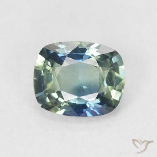 0.84ct Natural Teal Sapphire, Cushion Cut, 5.9x4.9 mm