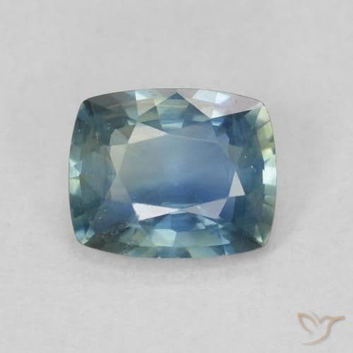 0.92ct Natural Teal Sapphire, Cushion Cut, 6.2x5.1 mm
