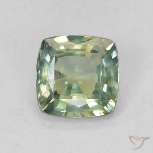 0.72ct Medium Blue Green Sapphire, Cushion Cut, 5.1x5.1 mm