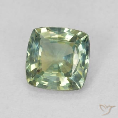 0.72ct Medium Blue Green Sapphire, Cushion Cut, 5.1x5.1 mm