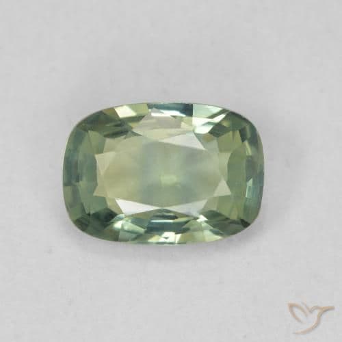 0.92ct Greenish Blue Sapphire, Cushion Cut, 6.8x4.8 mm