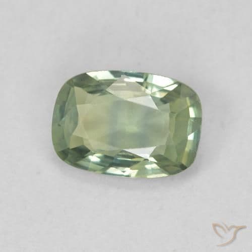 0.92ct Greenish Blue Sapphire, Cushion Cut, 6.8x4.8 mm