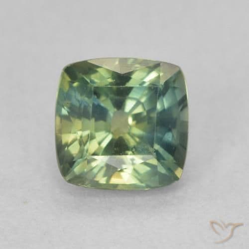 0.91ct Greenish Blue Sapphire, Cushion Cut, 5.1x5.1 mm