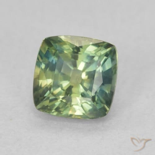 0.91ct Greenish Blue Sapphire, Cushion Cut, 5.1x5.1 mm
