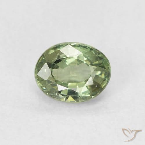 0.62ct Natural Grayish Green Sapphire, Oval Cut, 5.2x4.1 mm