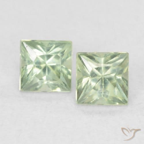 0.48ct Natural Light Green Sapphire, Square, 3.1x3 mm