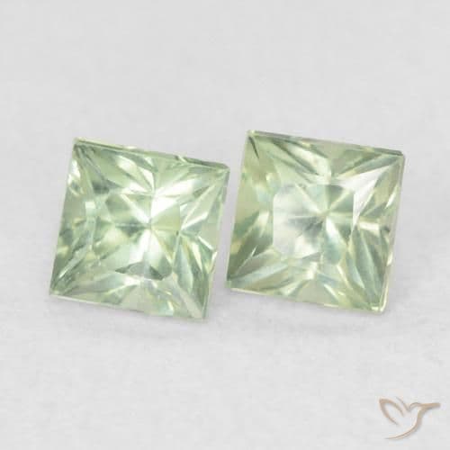 0.48ct Natural Light Green Sapphire, Square, 3.1x3 mm