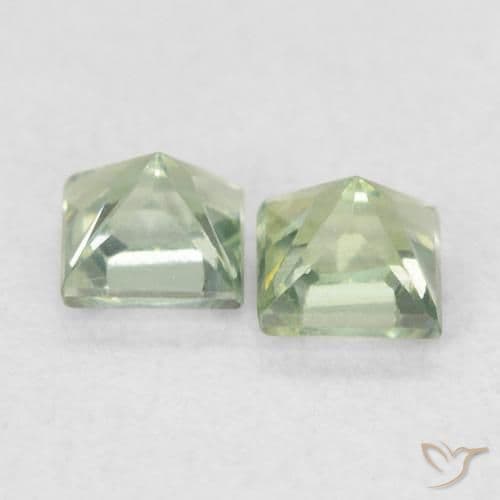 0.48ct Natural Light Green Sapphire, Square, 3.1x3 mm