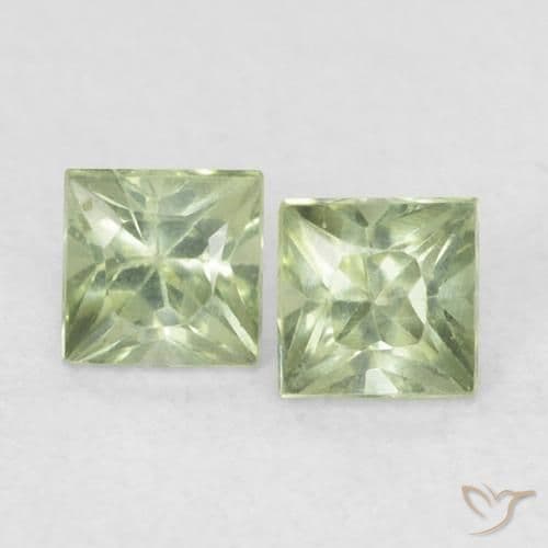 0.46ct Natural Light Pear Green Sapphire, Square, 3.1x3 mm