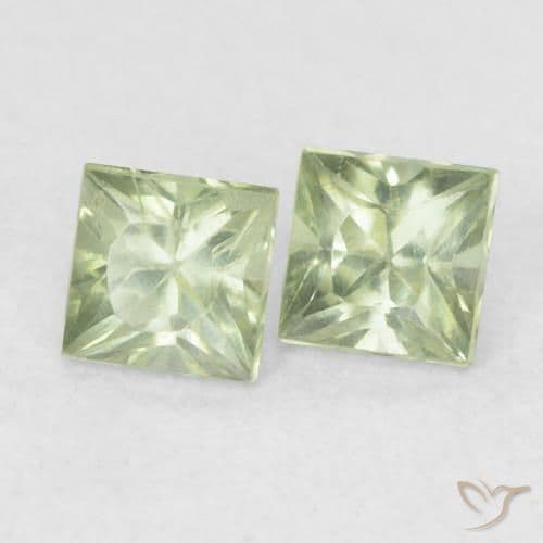 0.46ct Natural Light Pear Green Sapphire, Square, 3.1x3 mm