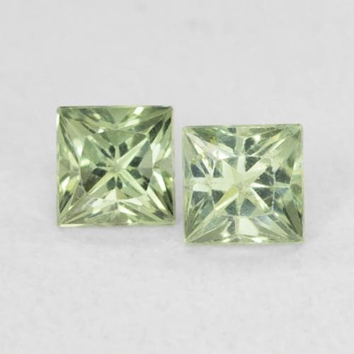 0.43ct Natural Light Green Sapphire, Square, 3x3 mm