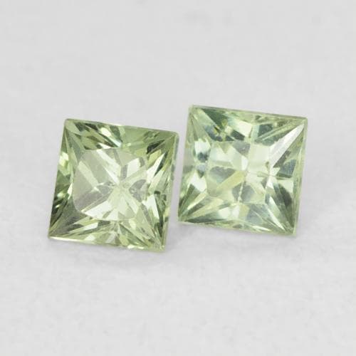 0.43ct Natural Light Green Sapphire, Square, 3x3 mm