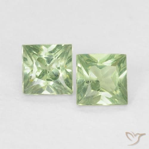 0.40ct Natural Medium Light Green Sapphire, Square, 3.1x3 mm