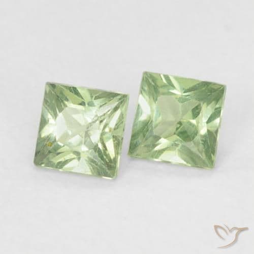 0.40ct Natural Medium Light Green Sapphire, Square, 3.1x3 mm