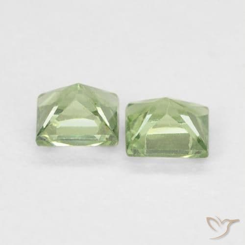 0.40ct Natural Medium Light Green Sapphire, Square, 3.1x3 mm