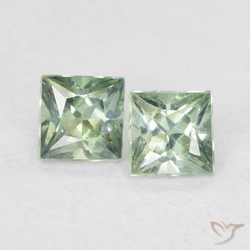 0.44ct Natural Medium Light-Green Sapphire, Square, 3x3 mm