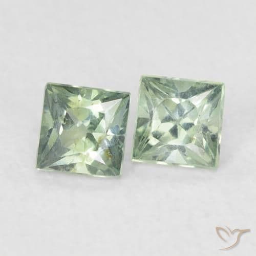 0.44ct Natural Medium Light-Green Sapphire, Square, 3x3 mm