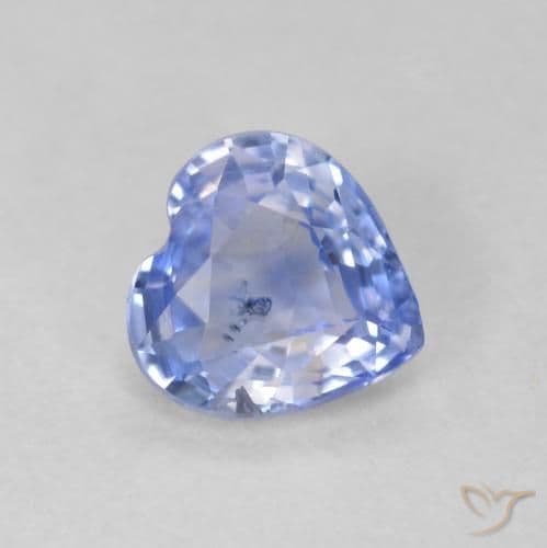 0.60ct Natural Pastel Blue Sapphire, Heart Shape, 5.2x5.2 mm