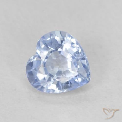 0.58ct Natural Pastel Blue Sapphire, Heart Shape, 4.9x4.9 mm