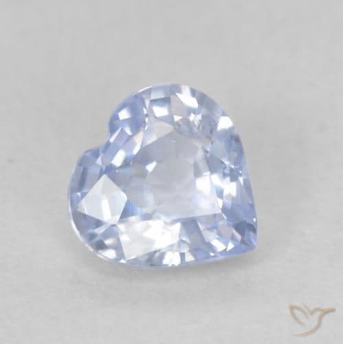 0.67ct Natural Pastel Blue Sapphire, Heart Shape, 5.3x5.3 mm
