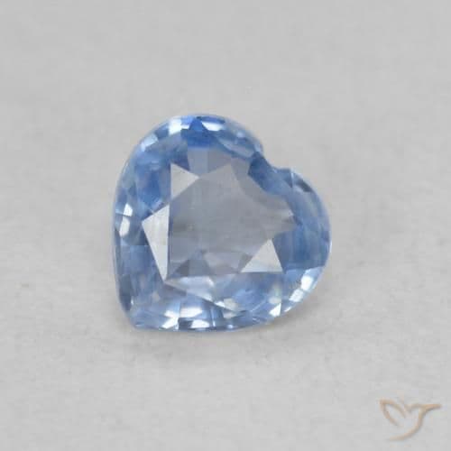 0.43ct Natural Light Blue Sapphire, Heart Shape, 4.7x4.7 mm