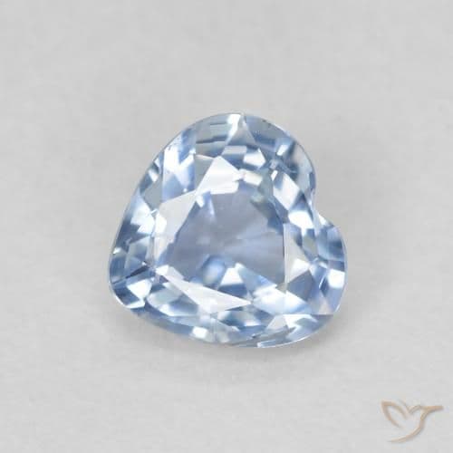 0.52ct Natural Light Blue Sapphire, Heart Shape, 4.9x4.8 mm